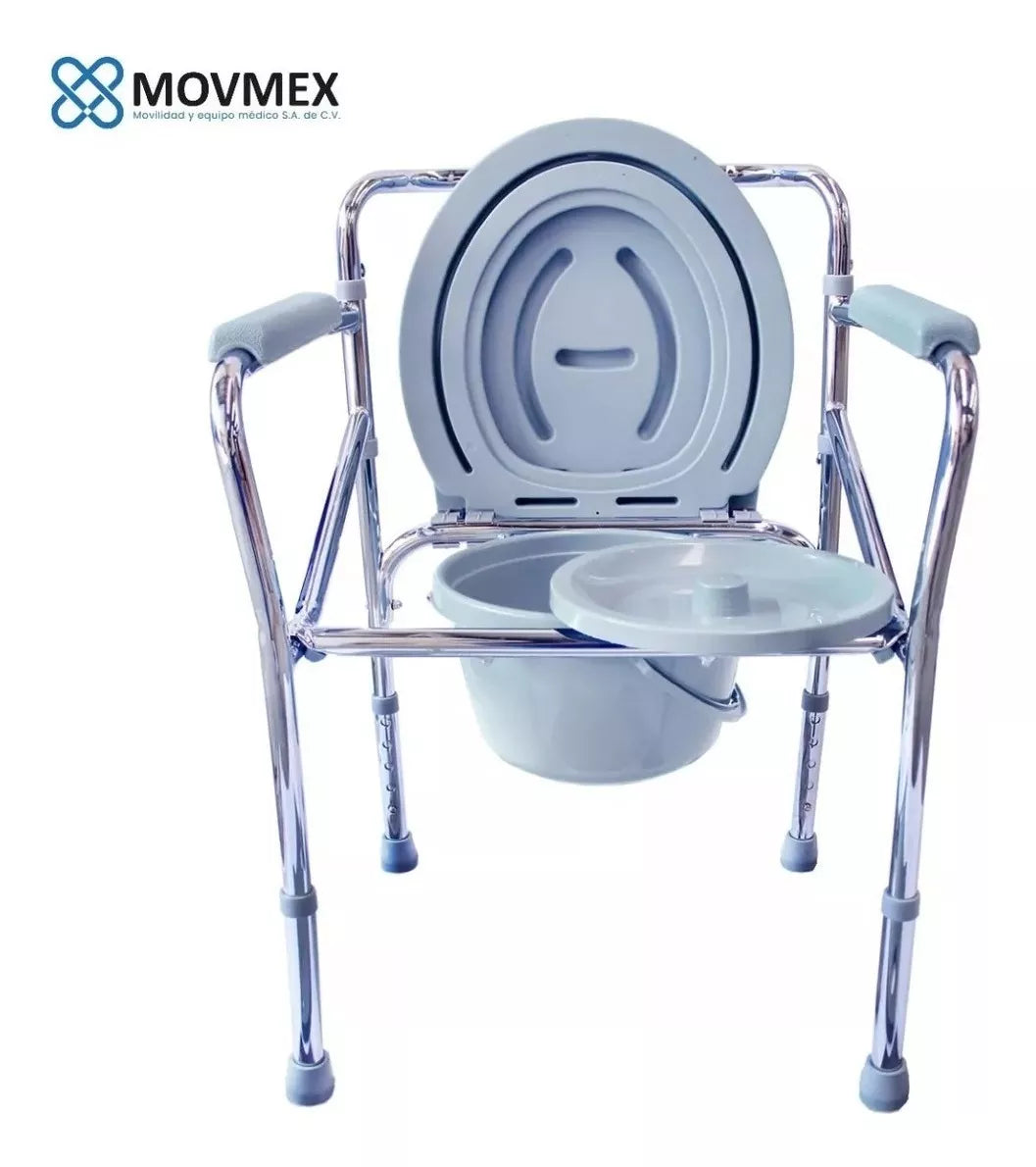SILLA CON CÓMODO DE ACERO CROMADO CON ALTURA AJUSTABLE MODELO SINAÍ