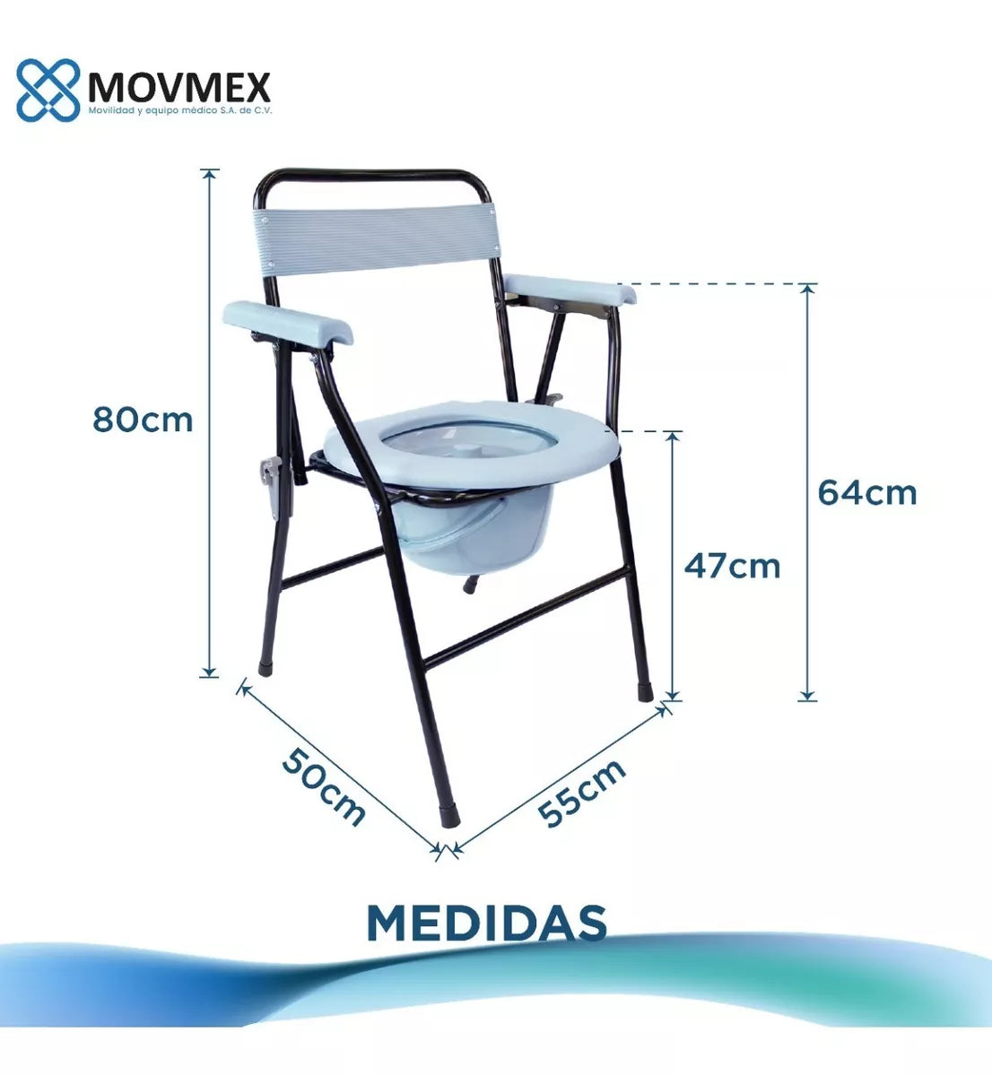 SILLA CON CÓMODO PLEGABLE PORTÁTIL MODELO CHARITE