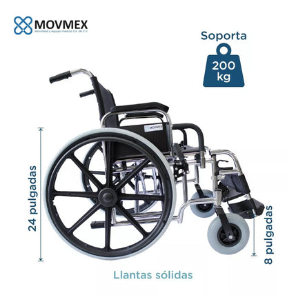 Silla De Ruedas Sólida Sobrepeso Extra Ancha 24"  Curie Movmex