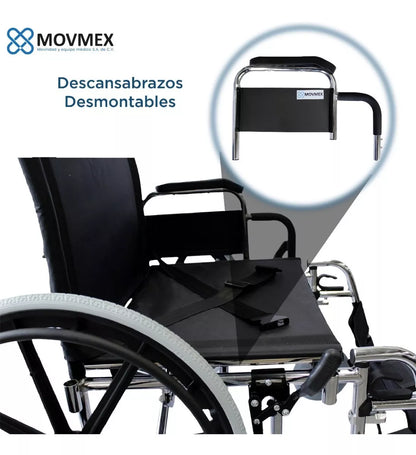 Silla De Ruedas Sólida Sobrepeso Extra Ancha 24"  Curie Movmex