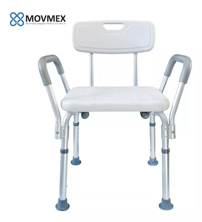 Silla Banco De Ducha Con Respaldo Desmontables Altura Ajustable  Movmex
