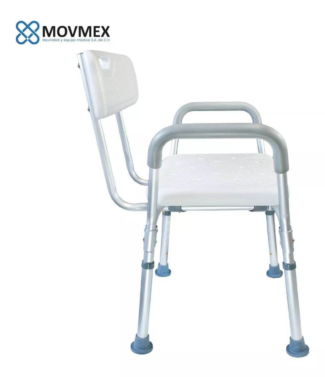 SILLA BANCO DE DUCHA CON RESPALDO Y APOYABRAZOS DESMONTABLES MODELO BASEL