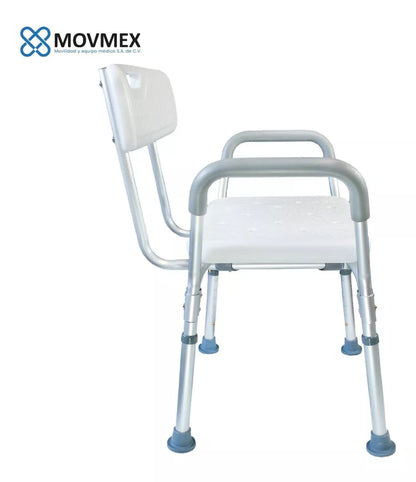 Silla Banco De Ducha Con Respaldo Desmontables Altura Ajustable  Movmex